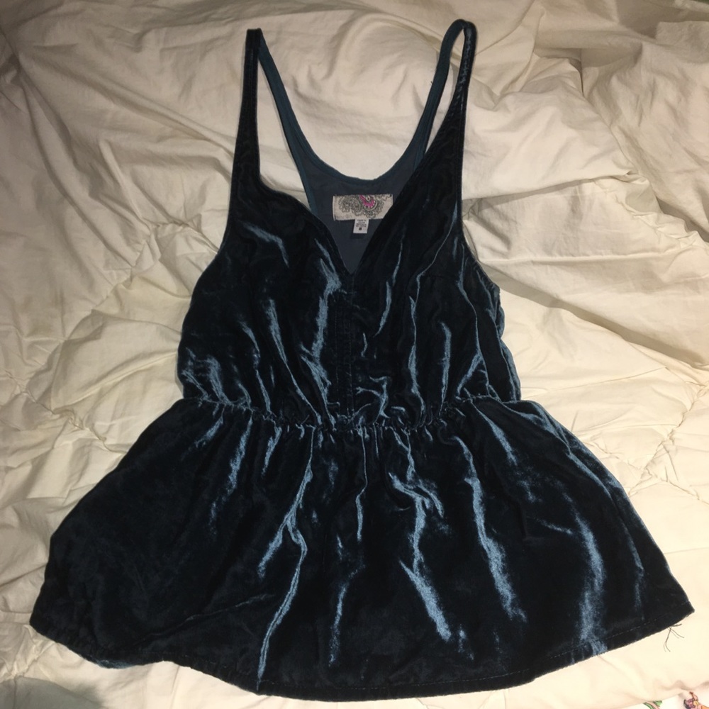 Urban Outfitters Emerald Velvet Peplum Top